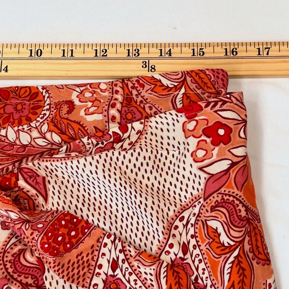 Patrons of Peace Boho Maxi Wrap Skirt L Orange Paisley Patchwork Festival Hippie - Picture 13 of 15